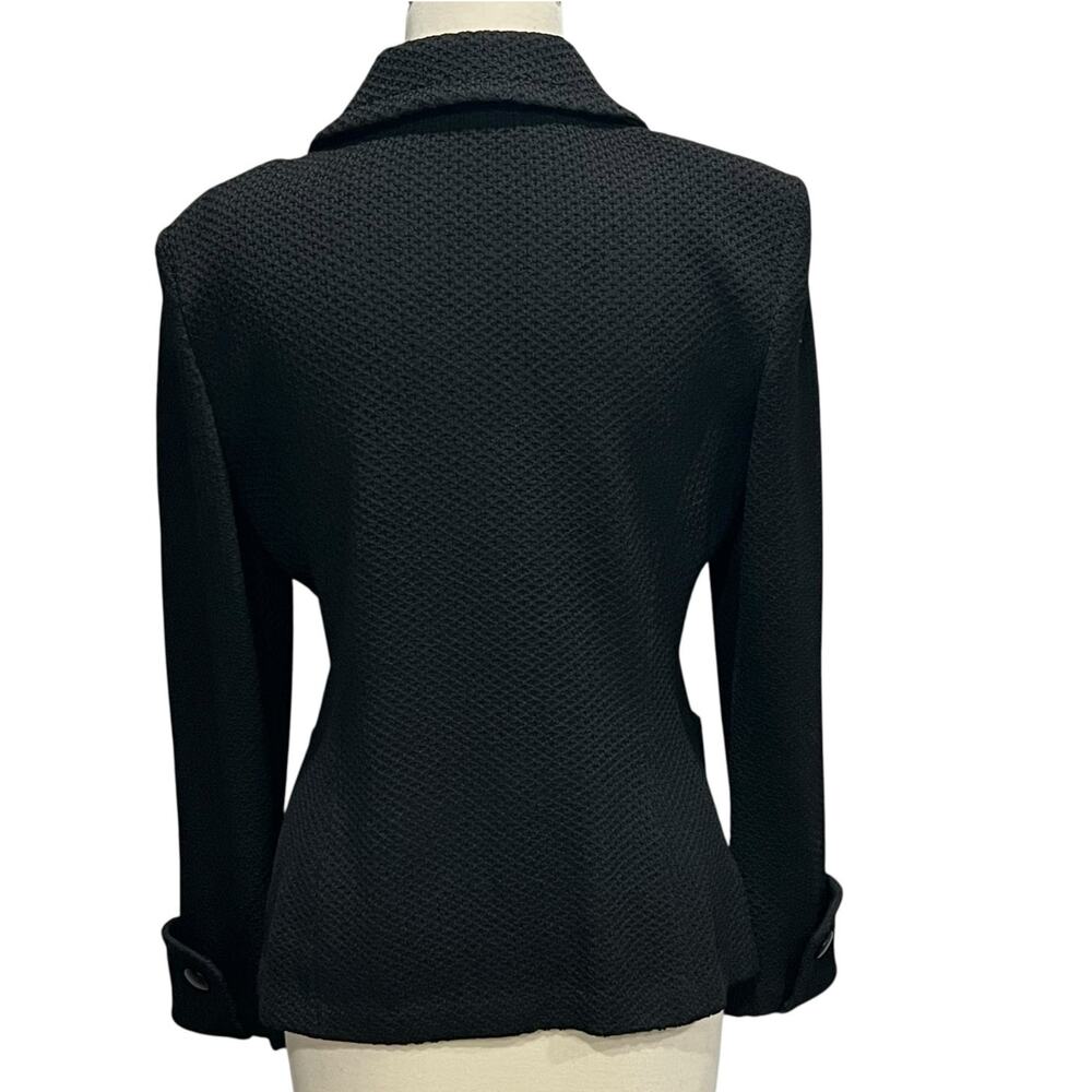 St John Caviar Santana Knit Blazer Jacket Women 6 Black Button Pockets Old Money - Picture 5 of 15
